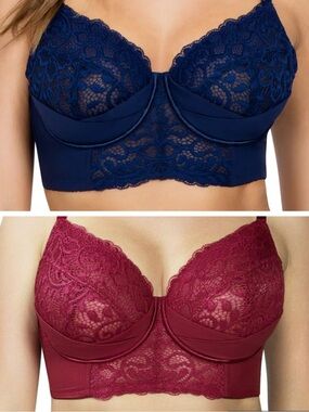 Bundle 2! flattering lifting Neiman Marcus Parfait Cora longline lace bras 38DD